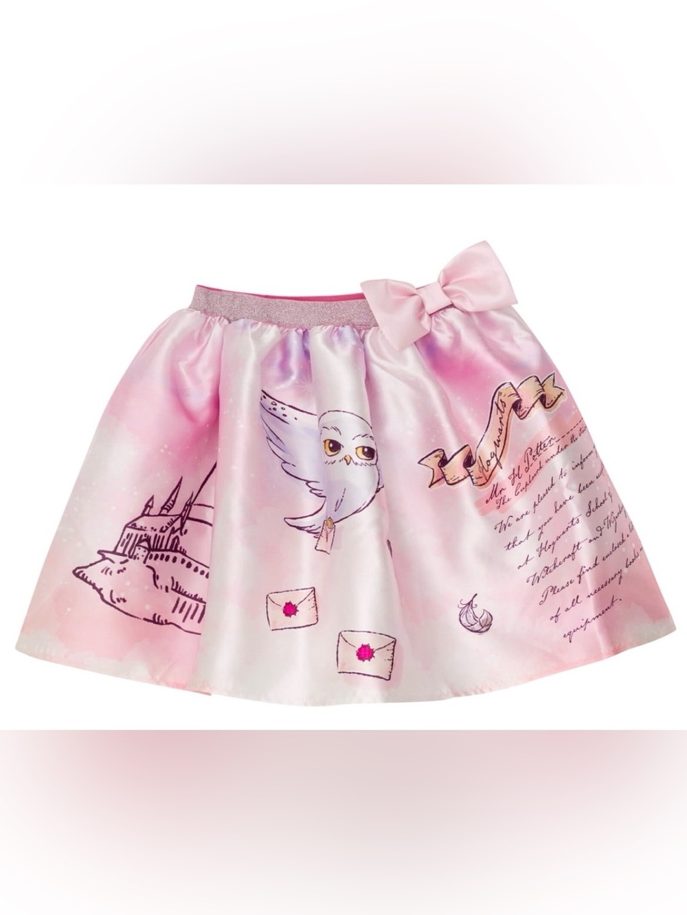 Pink Owl & Letter Print Girls' Party Skirt girls 14/16